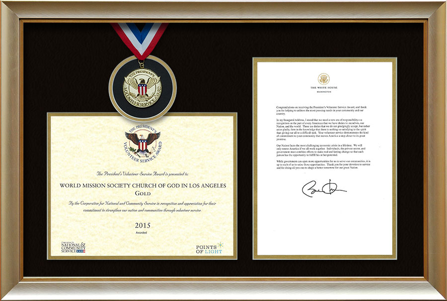 The Gold President’s Volunteer Service Award from the U.S.