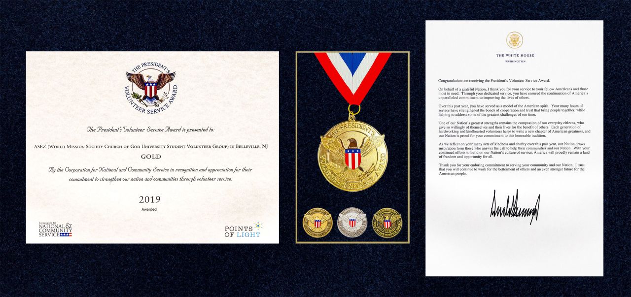 The President’s Volunteer Service Award (Gold) from the U.S.