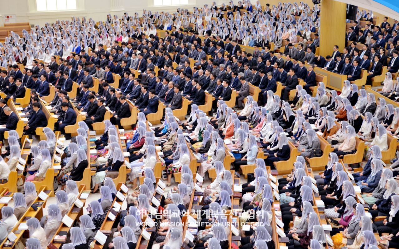 Worship service at New Jerusalem Pangyo Temple of the World Mission Society Church of God