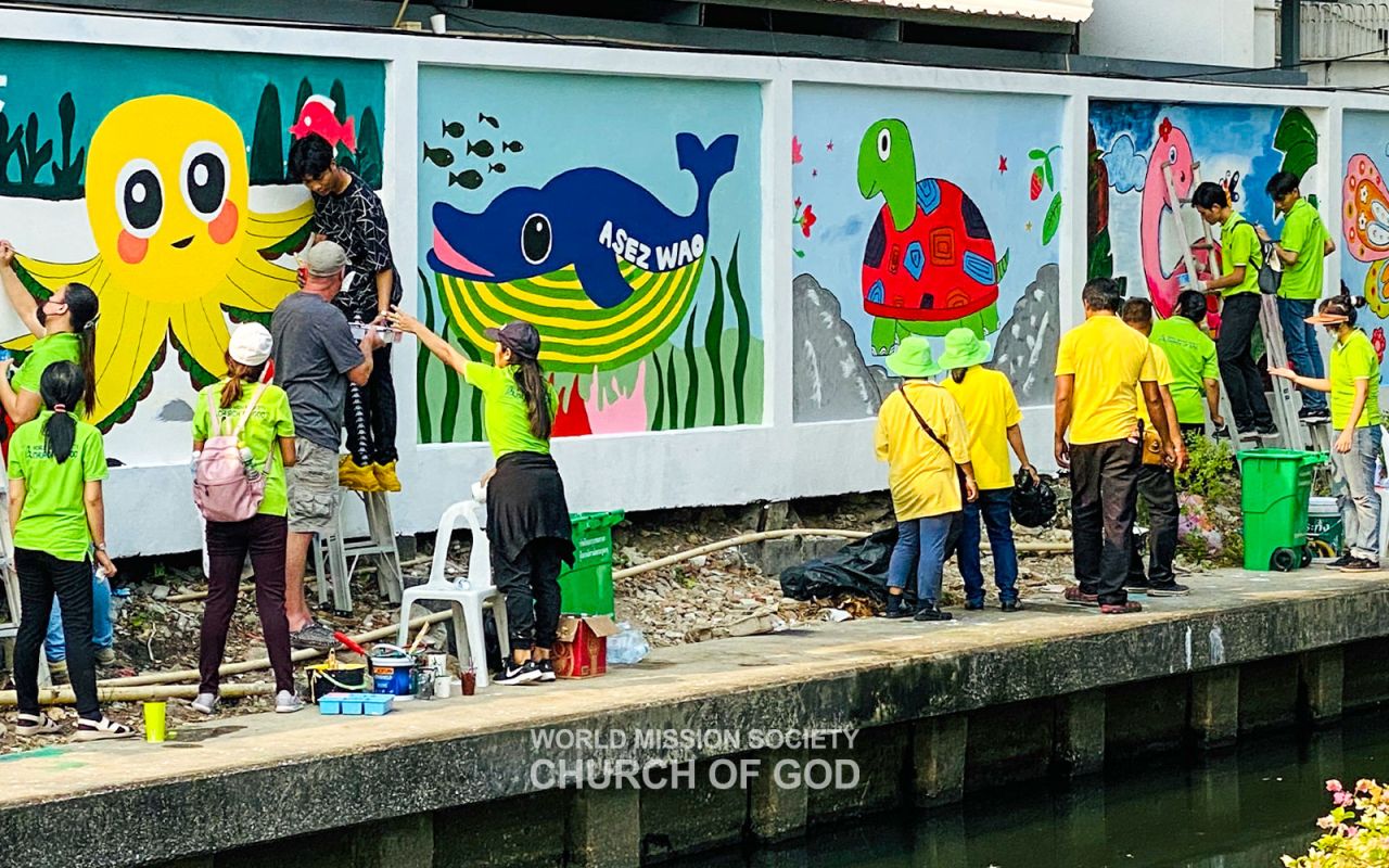 ASEZ WAO의 벽화 그리기 봉사(랏프라오 112거리)