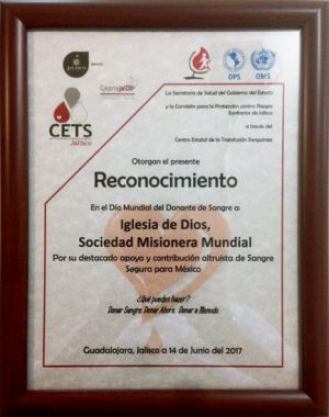 170614 (멕시코-과달라하라) 할리스코-주립혈액원-감사패.jpg