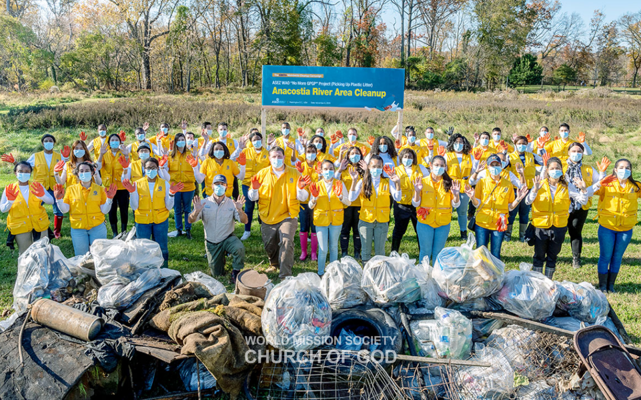 ASEZ WAO has carried out "No More GPGP" project around the Anacostia River in Washington, D.C., U.S. At least 500 kg (1,100 lbs) of waste was collected within two hours.