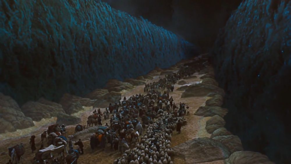 Israelites crossing the divided Red Sea