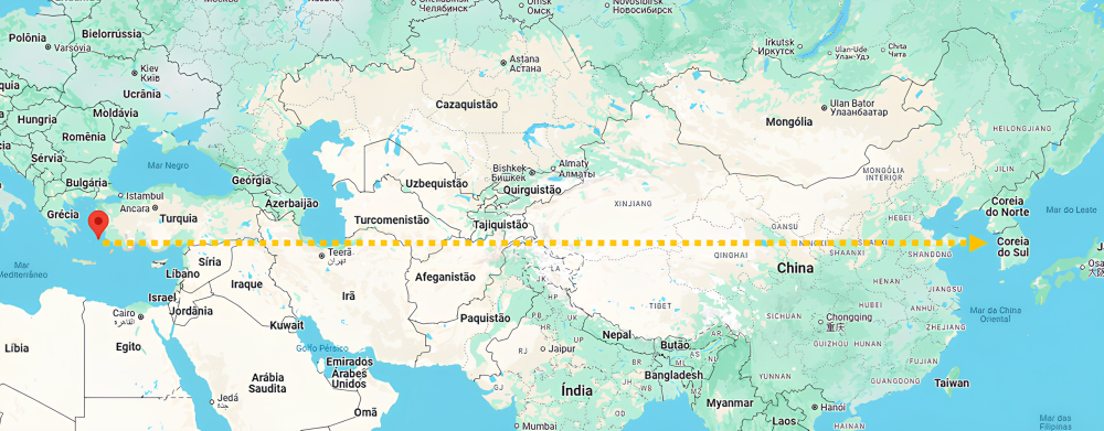 Coreia localizada nos confins da terra ao oriente de Israel