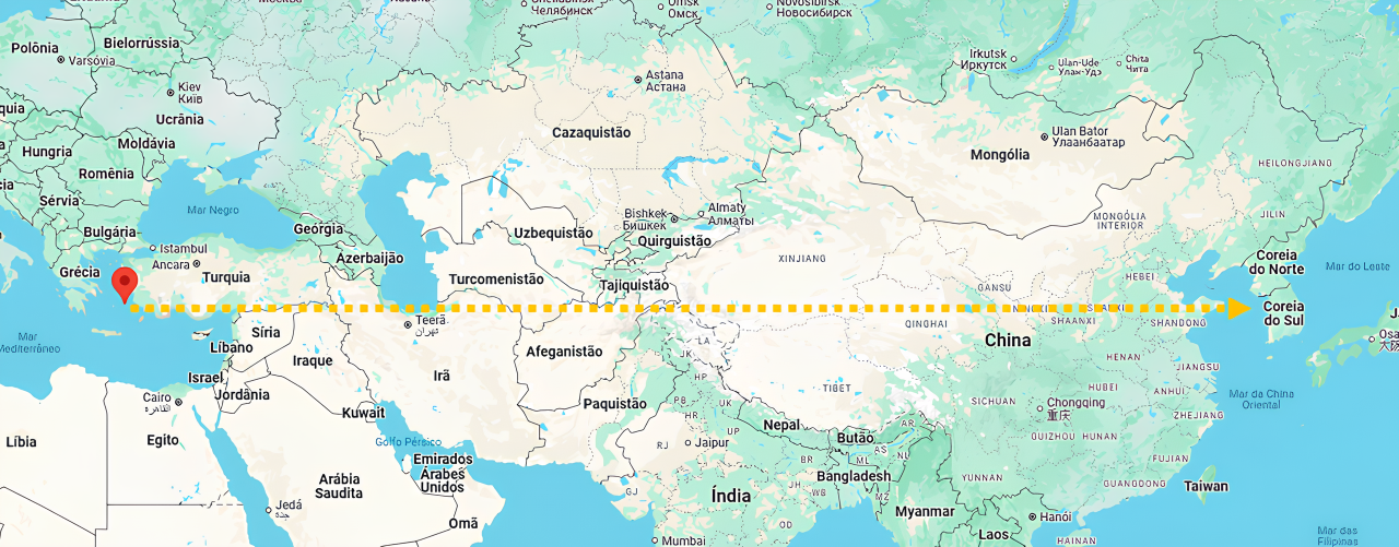 Coreia do Sul, localizada nos confins da terra, ao oriente da ilha de Patmos